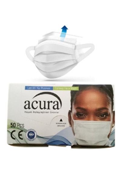 Acura 3 Katlı Beyaz Cerrahi Maske 50li - 1