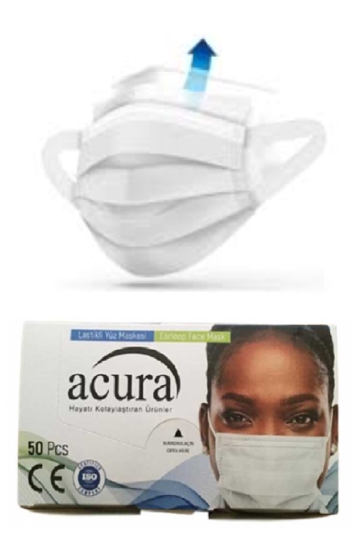 Acura 3 Katlı Meltblown Cerrahi Maske Beyaz 50li - 1