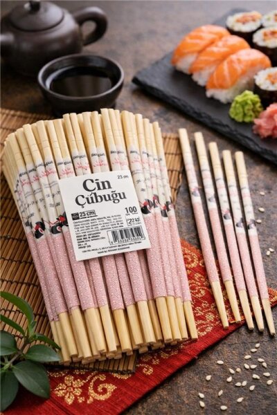 Burpak Jelatinli Çin Yemek Çubuğu 23 cm 100 Çift - 1