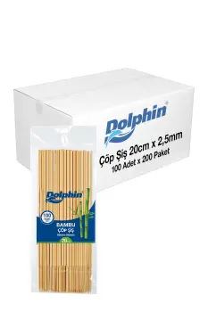 Dolphin Bambu Çöp Şiş 20cm x 2,5 mm 100lü x 200 Paket (Koli) - Dolphin