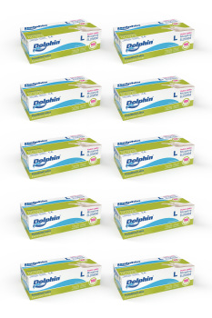 Dolphin Beyaz Lateks Eldiven Pudralı L 100 Adet x 10 Paket - Dolphin