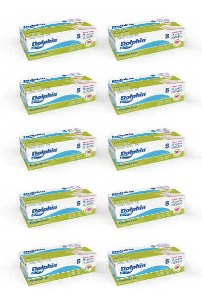 Dolphin Beyaz Lateks Eldiven Pudralı S 100 Adet x 10 Paket - 1