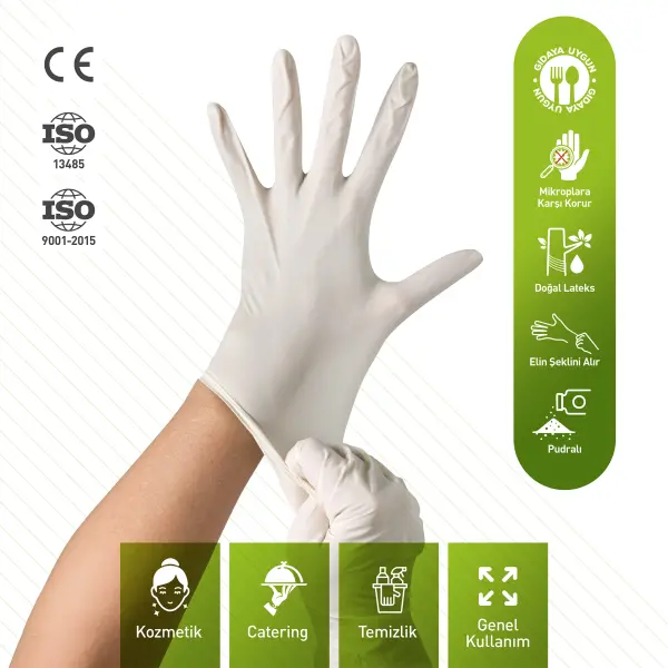 Dolphin Beyaz Lateks Eldiven Pudralı S 100 Adet x 10 Paket - 2