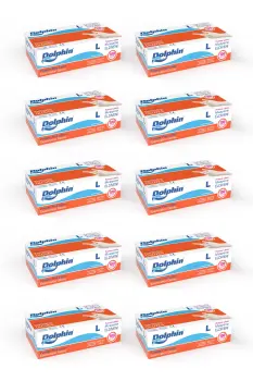 Dolphin Pudrasız Lateks Muayene Eldiveni L Beden 100 Adet x 10 Paket - MDR - 1
