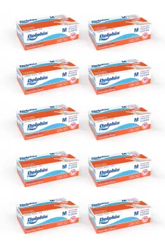 Dolphin Pudrasız Lateks Muayene Eldiveni M Beden 100 Adet x 10 Paket - MDR - 1