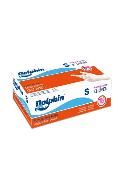 Dolphin Beyaz Lateks Eldiven Pudrasız (S) 100lü Paket - 1