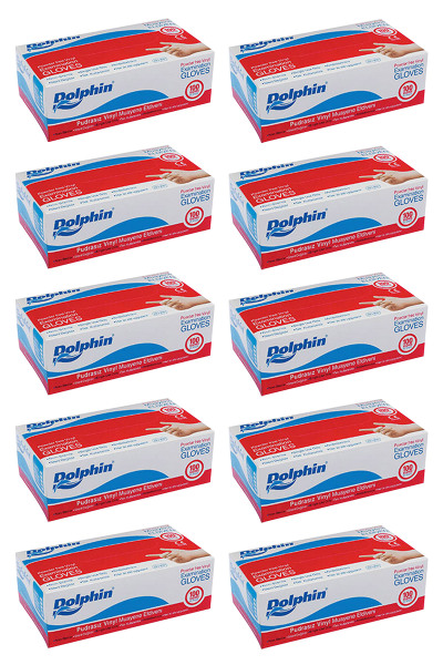 Dolphin Beyaz Vinil Eldiveni Pudrasız L 100 Adet x 10 Paket - 3