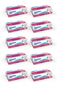 Dolphin Beyaz Vinil Eldiveni Pudrasız M 100 Adet x 10 Paket - 1