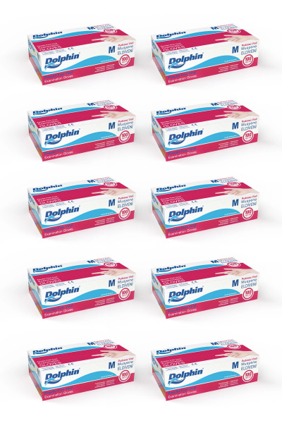 Dolphin Beyaz Vinil Eldiveni Pudrasız M 100 Adet x 10 Paket - Dolphin