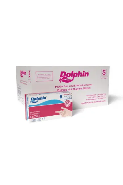 Dolphin Beyaz Vinil Eldiveni Pudrasız S 100 Adet x 20 Paket - Koli - 1
