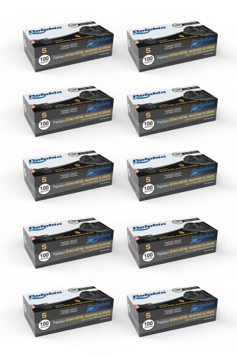 Dolphin Çok Amaçlı Siyah Nitril Eldiven S Beden 100lü Kutu x 10 Paket - MDR - Dolphin