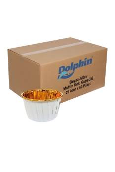 Dolphin Altın - Beyaz Muffin Kek Kapsülü 25 Adet x 60 Paket (Koli) - 1