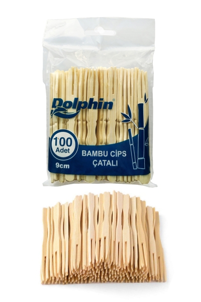 Dolphin Bambu Cips Çatalı 9cm 100lü - 1