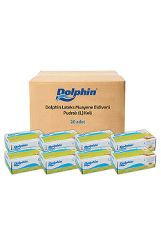 Dolphin Beyaz Lateks Eldiven Pudralı L 100 Adet x 20 Paket - Koli - 2
