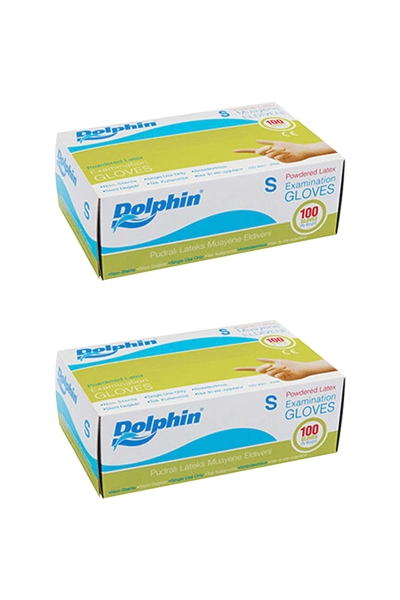 Dolphin Beyaz Lateks Eldiven Pudralı (S) 100lü Paket 2 Adet - 1