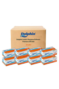 Dolphin Beyaz Lateks Eldiven Pudrasız M 100 Adet x 20 Paket - Koli - 2