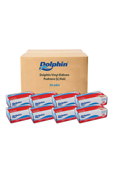 Dolphin Beyaz Vinil Eldiveni Pudrasız L 100 Adet x 20 Paket - Koli - 2