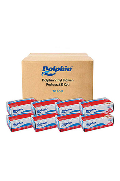 Dolphin Beyaz Vinil Eldiveni Pudrasız S 100 Adet x 20 Paket - Koli - 2