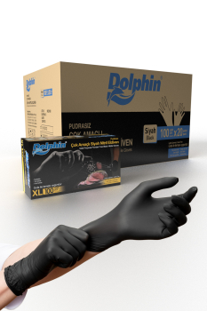 Dolphin Çok Amaçlı Siyah Nitril Eldiven XL 100 Adet x 20 Paket - Koli - 1