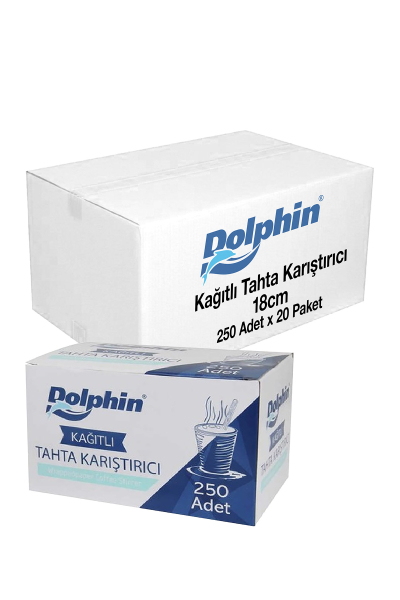 Dolphin Kağıtlı Tahta Karıştırıcı 18cm 250li x 20 Paket (Koli) - 1