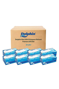 Dolphin Mavi Nitril Eldiven Pudrasız M 100 Adet x 20 Paket - Koli - 2