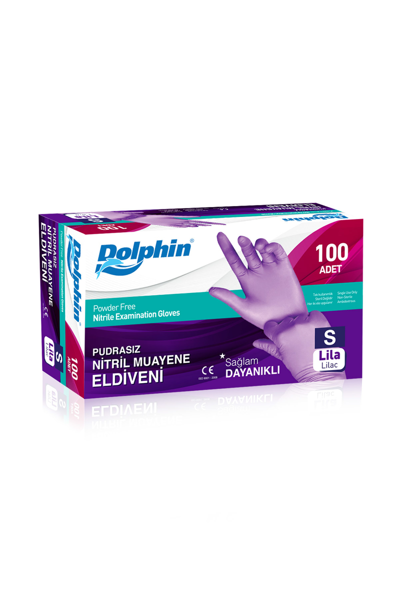 Dolphin Lila Nitril Eldiven Pudrasız (S) 100lü Paket - 1