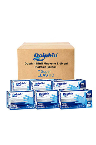 Dolphin Süper Elastik Mavi Nitril Eldiven Pudrasız (M) 10PK x 200Adet - 1