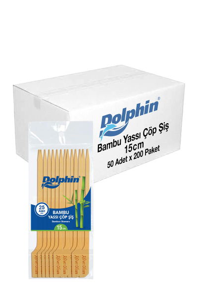 Dolphin Yassı Çöp Şiş 15cm 50li x 200 Paket (Koli) - 1