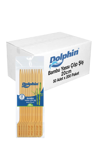 Dolphin Yassı Çöp Şiş 20cm 50li x 200 Paket (Koli) - 1