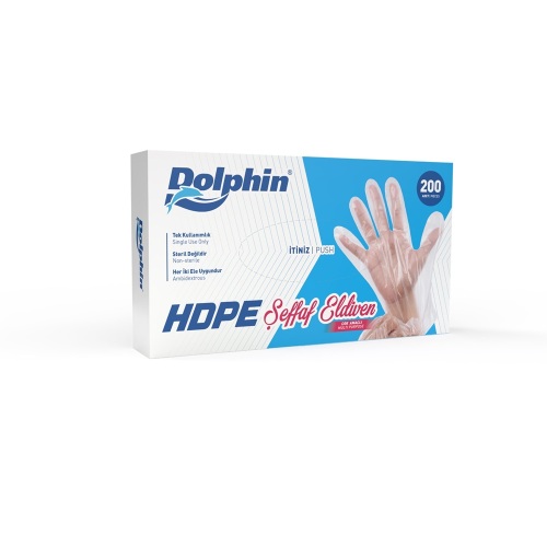 Dolphin HDPE Tek Kullanımlık Şeffaf Eldiven 200 Adet - Dolphin