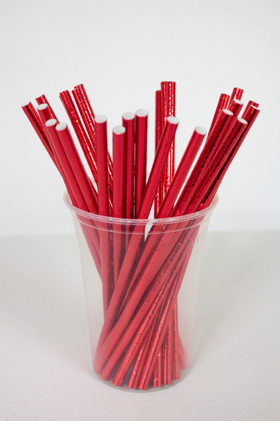 Dolphin Kağıt Pipet Metalize Kırmızı 22cm 25li - 1