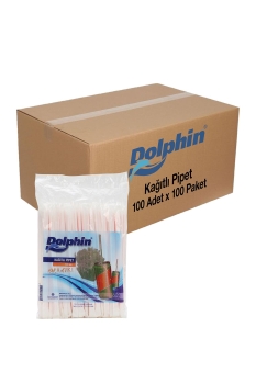 Dolphin Kağıtlı Pipet 100 Adet x 100 Paket (Koli) - Dolphin