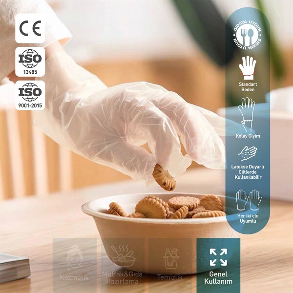 Dolphin Krem TPE Eldiven L Beden 100 Adet x 20 Paket - Koli - 6