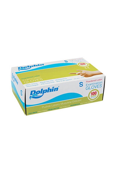 Dolphin Beyaz Lateks Eldiven Pudralı (S) 100lü Paket - 1