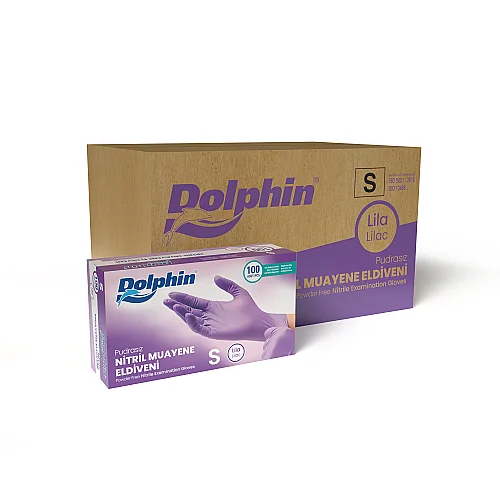 Dolphin Lila Nitril Muayene Eldiveni S Beden 100’lü Kutu | 20 Paket - Koli - 1
