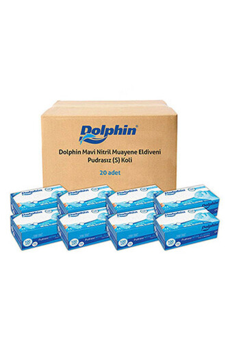 Dolphin Pudrasız Mavi Nitril Muayene Eldiveni S Beden | 20 Paket Koli - MDR - 4