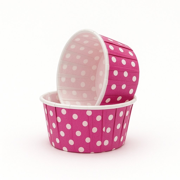 Dolphin Muffin Kek Kapsülü Pembe Puantiye Büyük Boy 50li - 1
