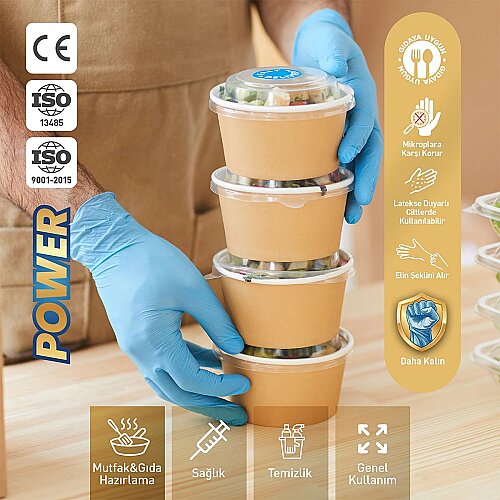 Dolphin Nitril Muayene Eldiveni Pudrasız Kalın Mavi L Beden 100 Adet x 20 Paket-Koli - 5