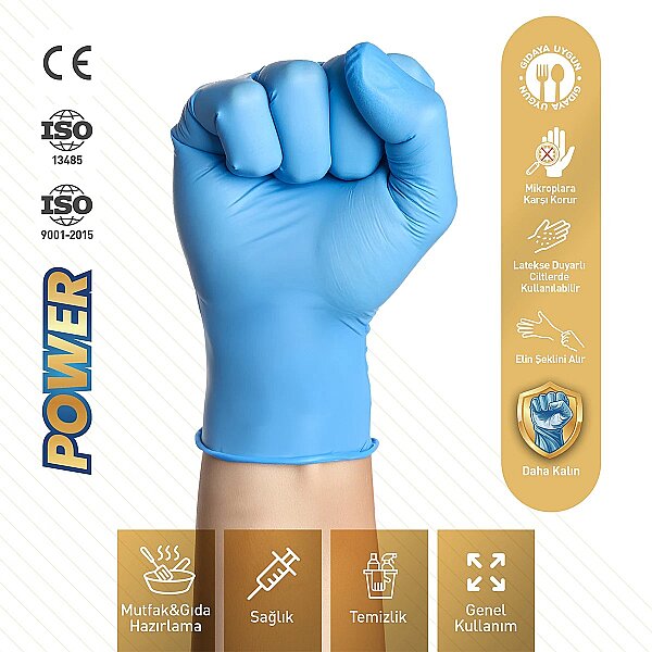 Dolphin Nitril Muayene Eldiveni Pudrasız Kalın Mavi S Beden 100 Adet x 20 Paket-Koli - 2