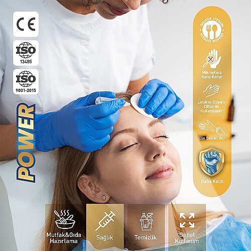 Dolphin Nitril Muayene Eldiveni Pudrasız Kalın Mavi S Beden 100 Adet x 20 Paket-Koli - 6