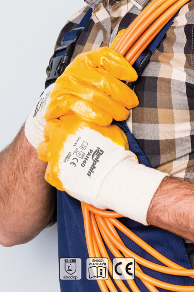 Dolphin Pamuk Nitril İş Eldiveni Beyaz/Sarı PAN40 9-L 1Çift - 4