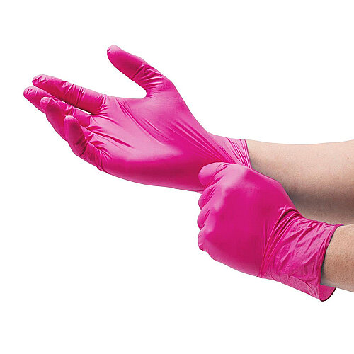 Dolphin Pembe Nitril Muayene Eldiveni XS Beden 100 Adet - MDR - 2