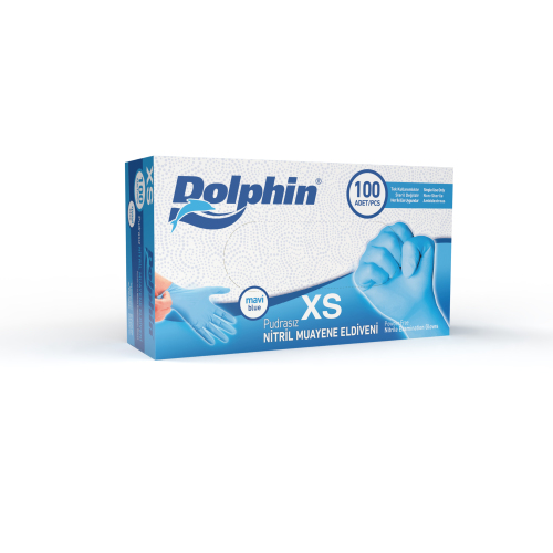 Dolphin Pudrasız Nitril Eldiven Mavi XS Beden 100 Adet - MDR - Dolphin