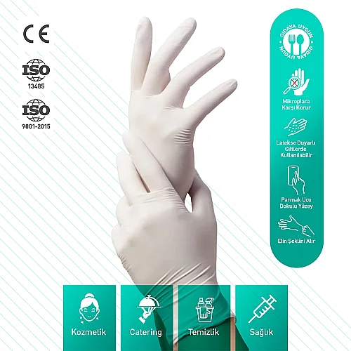 Dolphin Pudrasız Nitril Eldiven Beyaz M Beden 100 Adet - 2