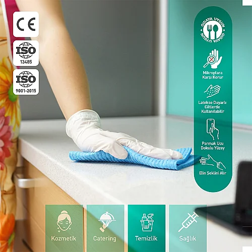 Dolphin Pudrasız Nitril Eldiven Beyaz S Beden 100 Adet | 20 Paket - Koli - 5