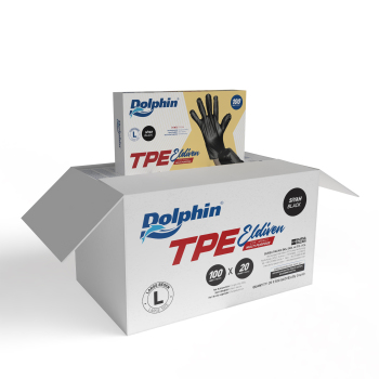 Dolphin Siyah TPE Eldiven L Beden 100 Adet x 20 Paket - Koli - Dolphin
