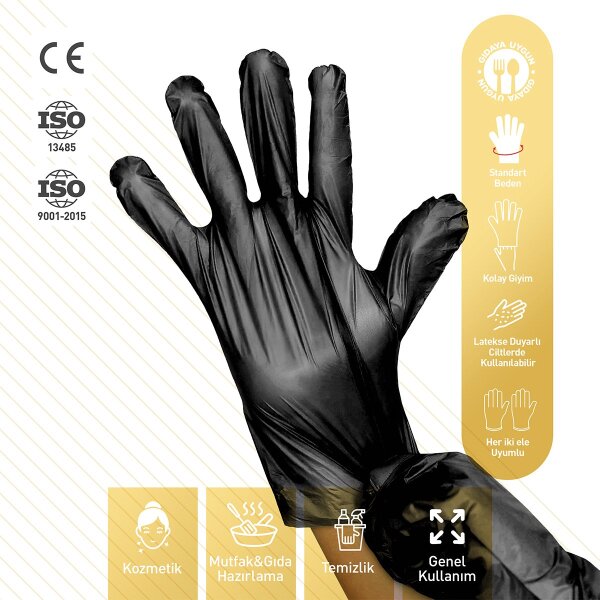 Dolphin Siyah TPE Eldiven L Beden 100 Adet x 20 Paket - Koli - 2