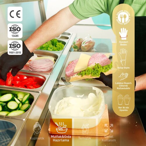 Dolphin Siyah TPE Eldiven L Beden 100 Adet x 20 Paket - Koli - 4