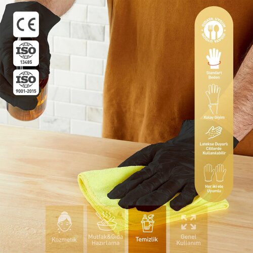 Dolphin Siyah TPE Eldiven L Beden 100 Adet x 20 Paket - Koli - 5