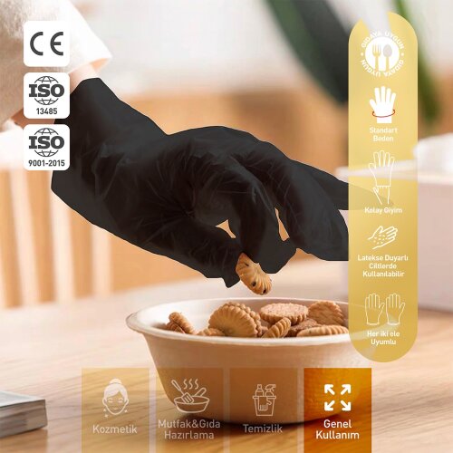 Dolphin Siyah TPE Eldiven L Beden 100 Adet x 20 Paket - Koli - 6